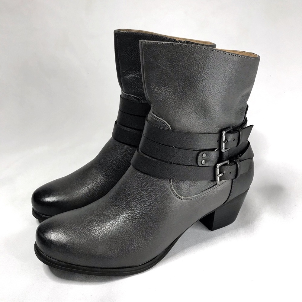 Naturalizer Katrina Grey Genuine Leather Short Ankle Boots Size 8.5